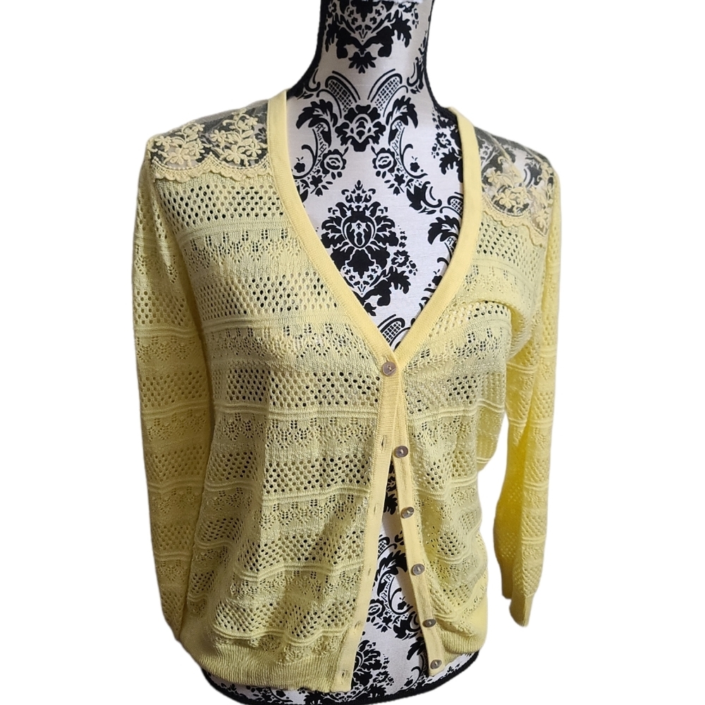 Button Up Cardigan with Lace Back